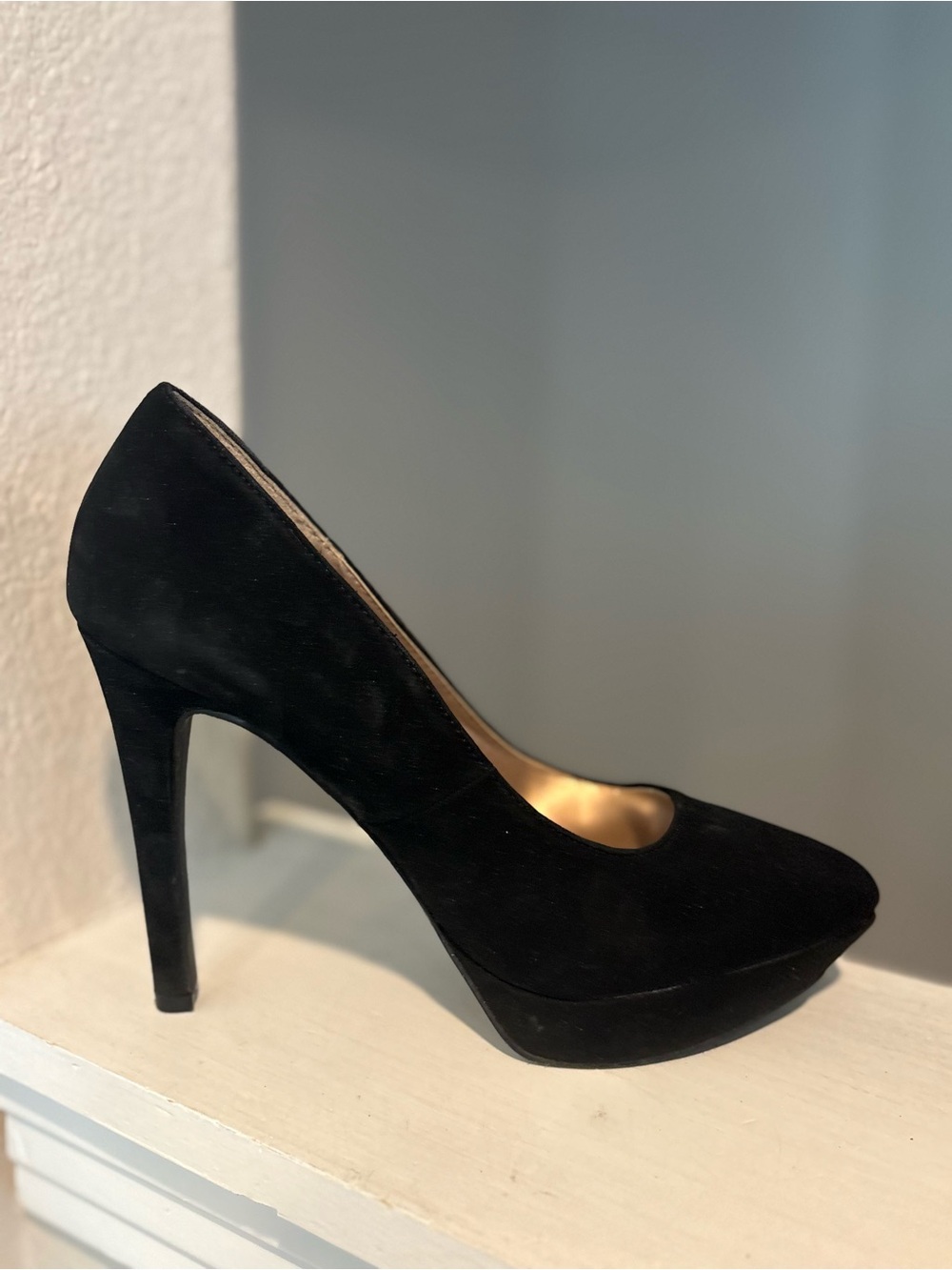 Charlotte Russe Black Stiletto Faux Suedes Platform 4” Stiletto Pump Womens Sz 9 - Picture 5 of 9